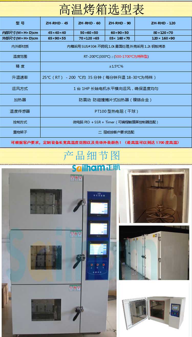 正航仪器带转盘高温烤箱选型表介绍